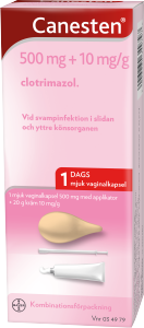 Mjuk vaginalkapsel och utvärtes kräm mot underlivssvamp i kombinationsförpackning